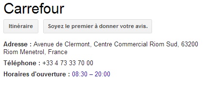 Carrefour Riom - Infos