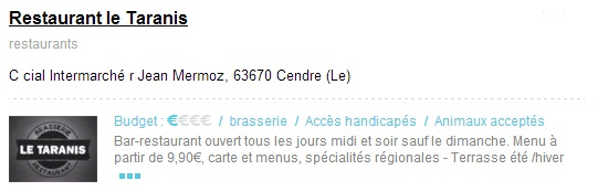 Le Taranis - Infos